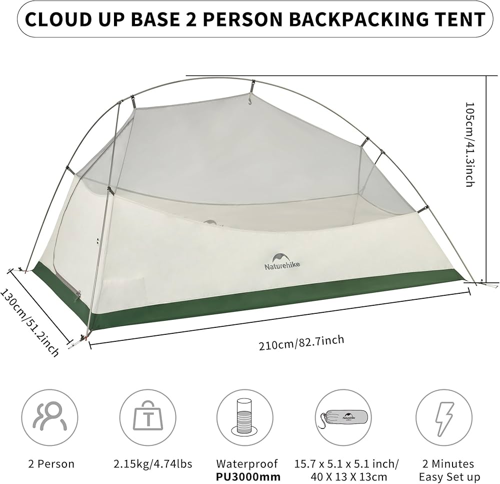 Amazon.com : Naturehike Cloud up Base Backpacking Tent, Waterproof