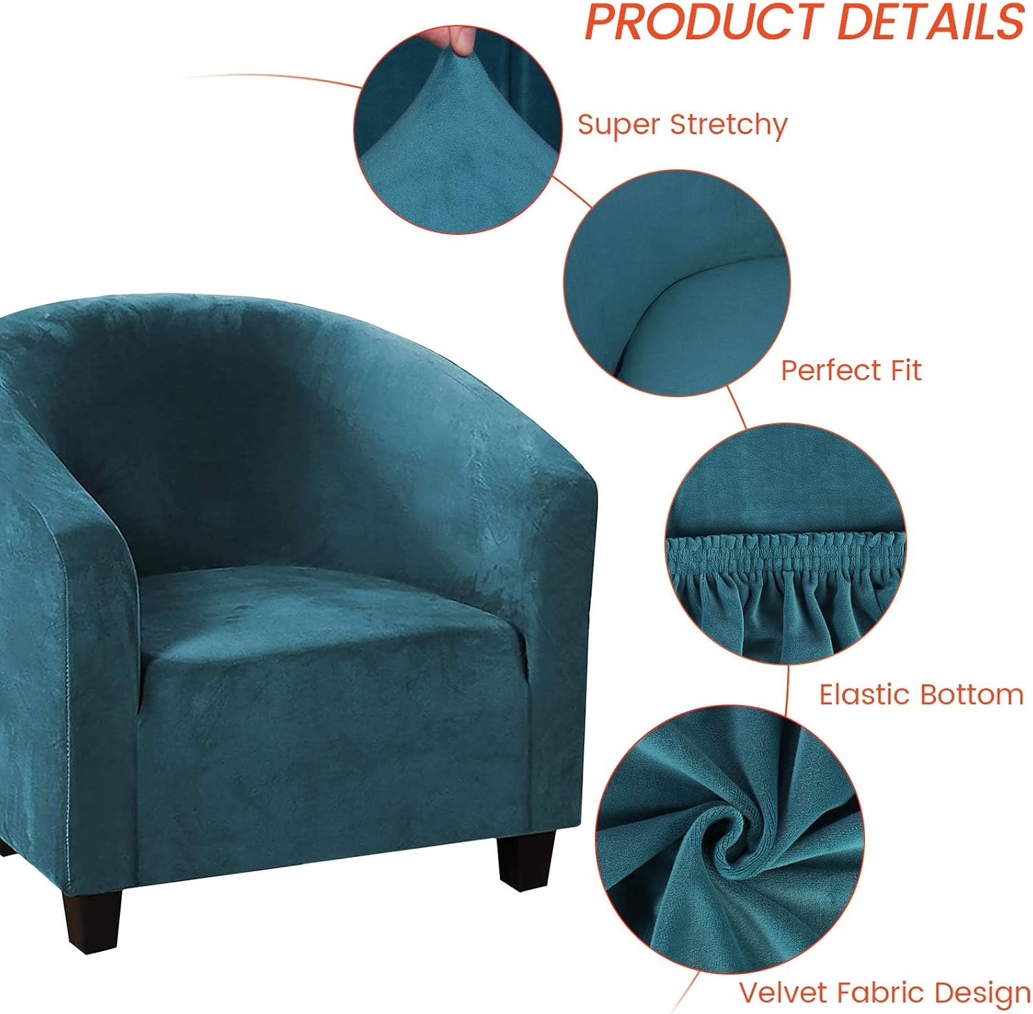 TOPCHANCES Club Chair Slipcover Armchair slipcover Bundles Rectangular Ottoman Slipcover Footstools Covers 2 Piece Sets Furniture Protective Cover(Deep Blue, L)