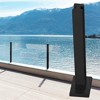 Black Shower Glass Clamp - Square Railing Post for Glass Panels, Outdoor Deck & Balcony Guardrail System, Adjustable Heights (65-115cm) - Durable Steel Clamps for Safety