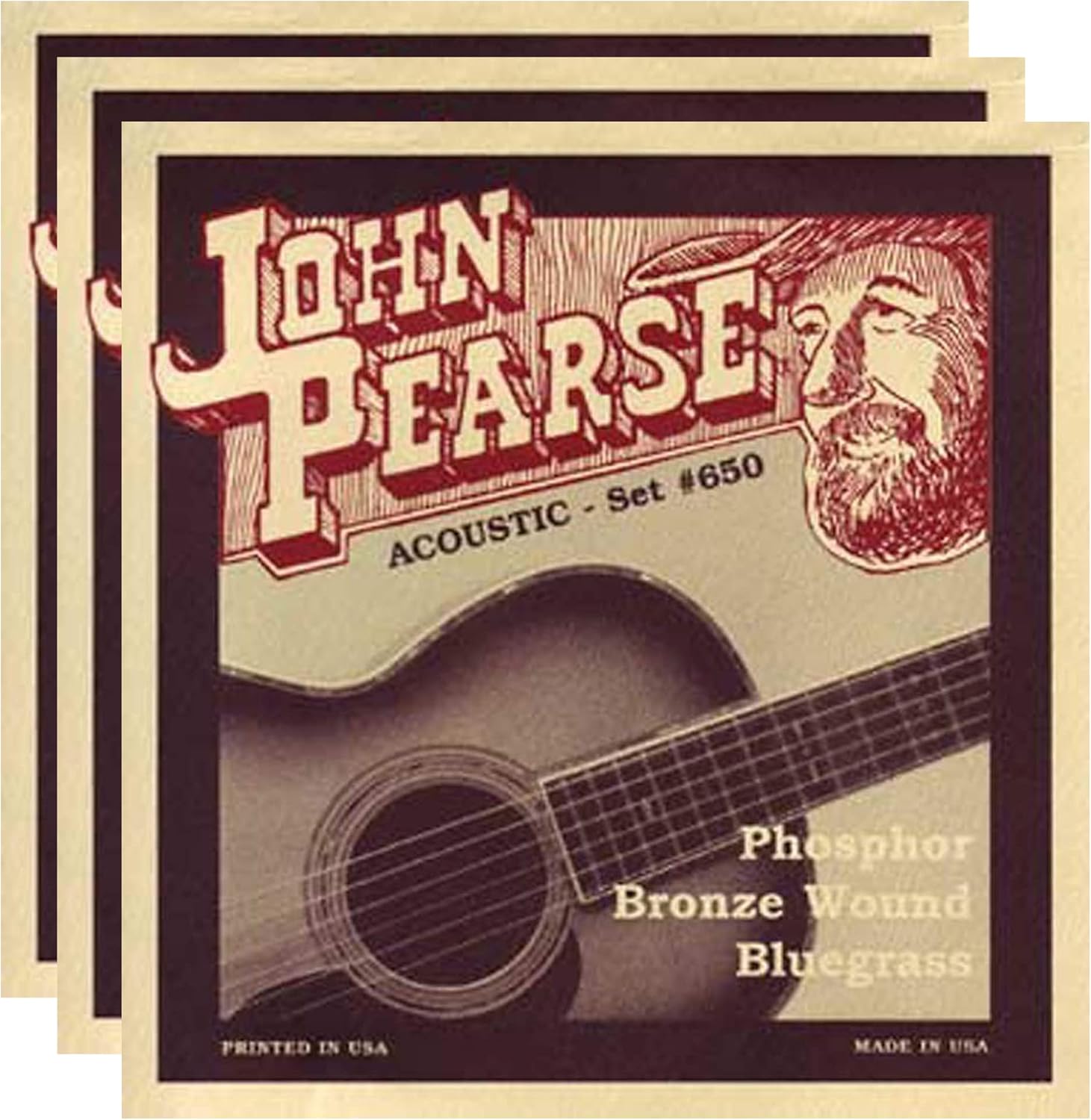 John Pearse Acoustic Strings Phosphor Bronze Bluegrass 12-56 (3 Pack Bundle)