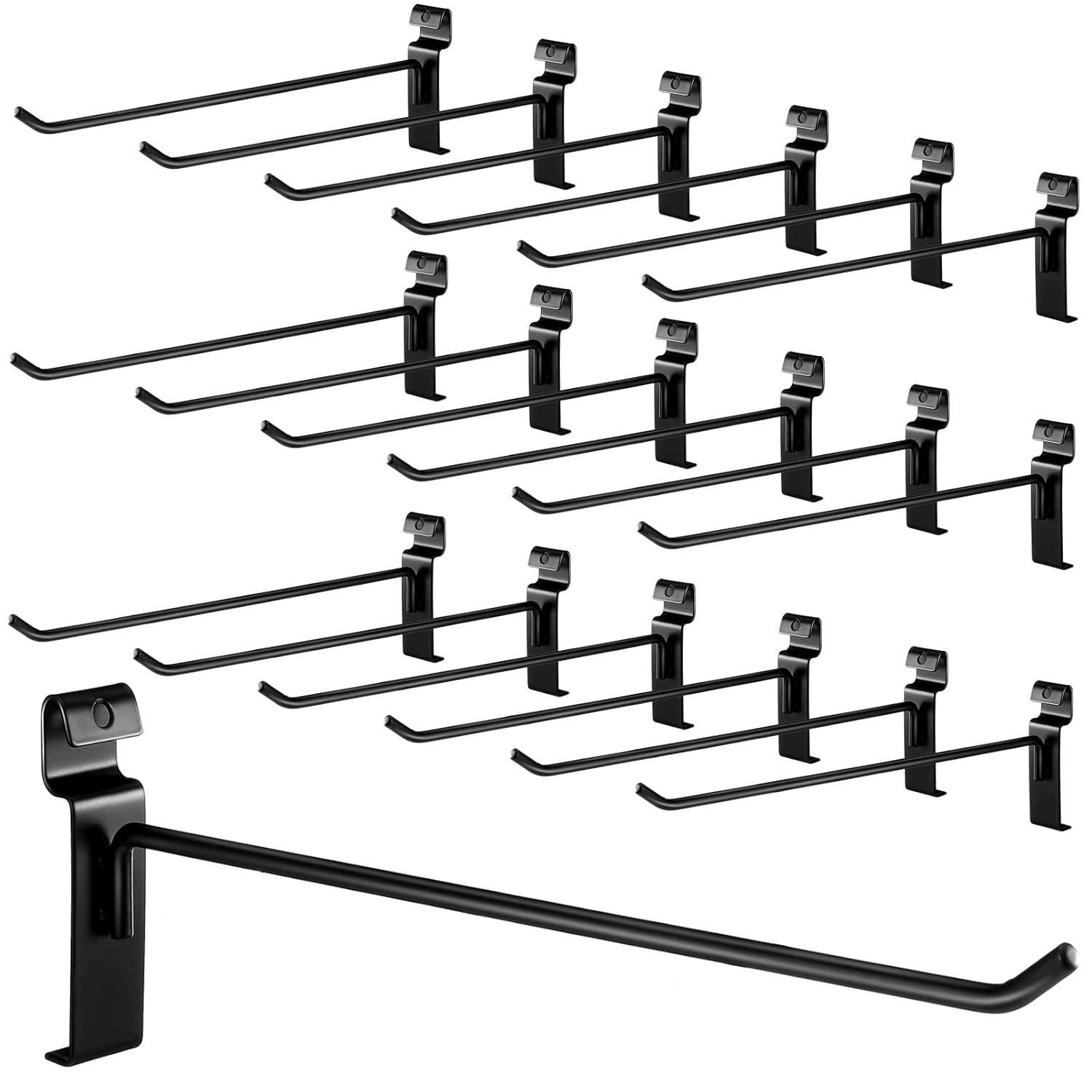 Oudain Gridwall Peg Hooks Black Grid Wall Panels Display Hooks Hangers Wire Display Rack Grid Wall Accessories for Retail Shop, Garages, Workshops(25 Pack,12 Inch)