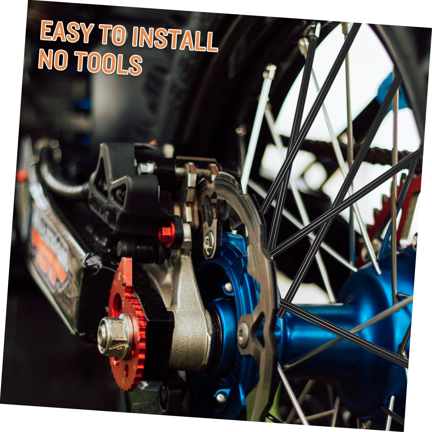 Vaguelly 72pcs Bike Wheel Spoke Covers Plastic Rim Protectors for Mountain Bikes Reflective Motorcycle Spoke Sleeves Warning Stripes