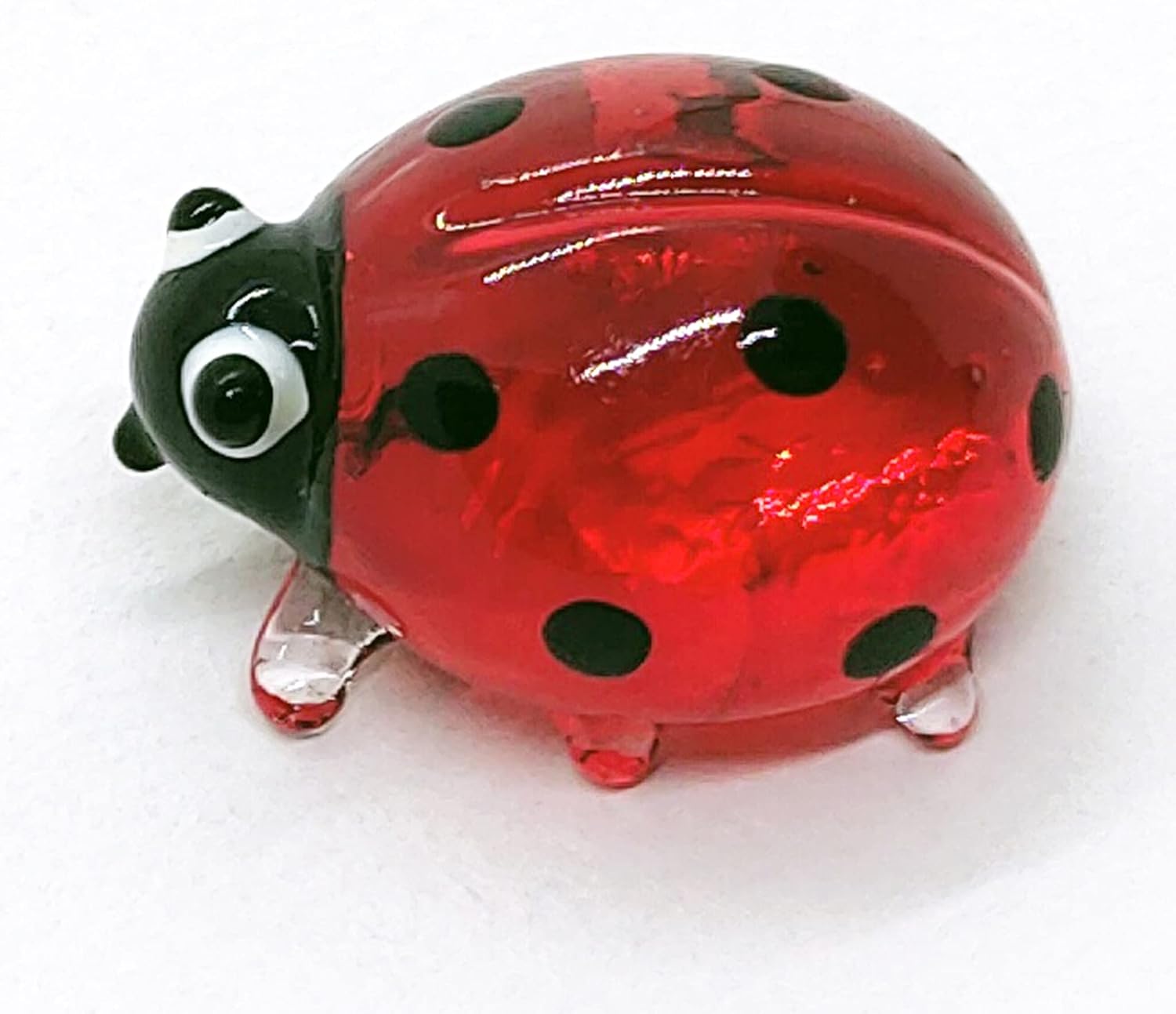 WitnyStore Tiny 1" Red Black Ladybug Figurine Miniature Hand Blown Painted Glass Lady Bugs Ladybird Beetles Colorful Insects Cute Crystal Animals Decorative Figure Collectible Figurines Décor Gifts - Image 7
