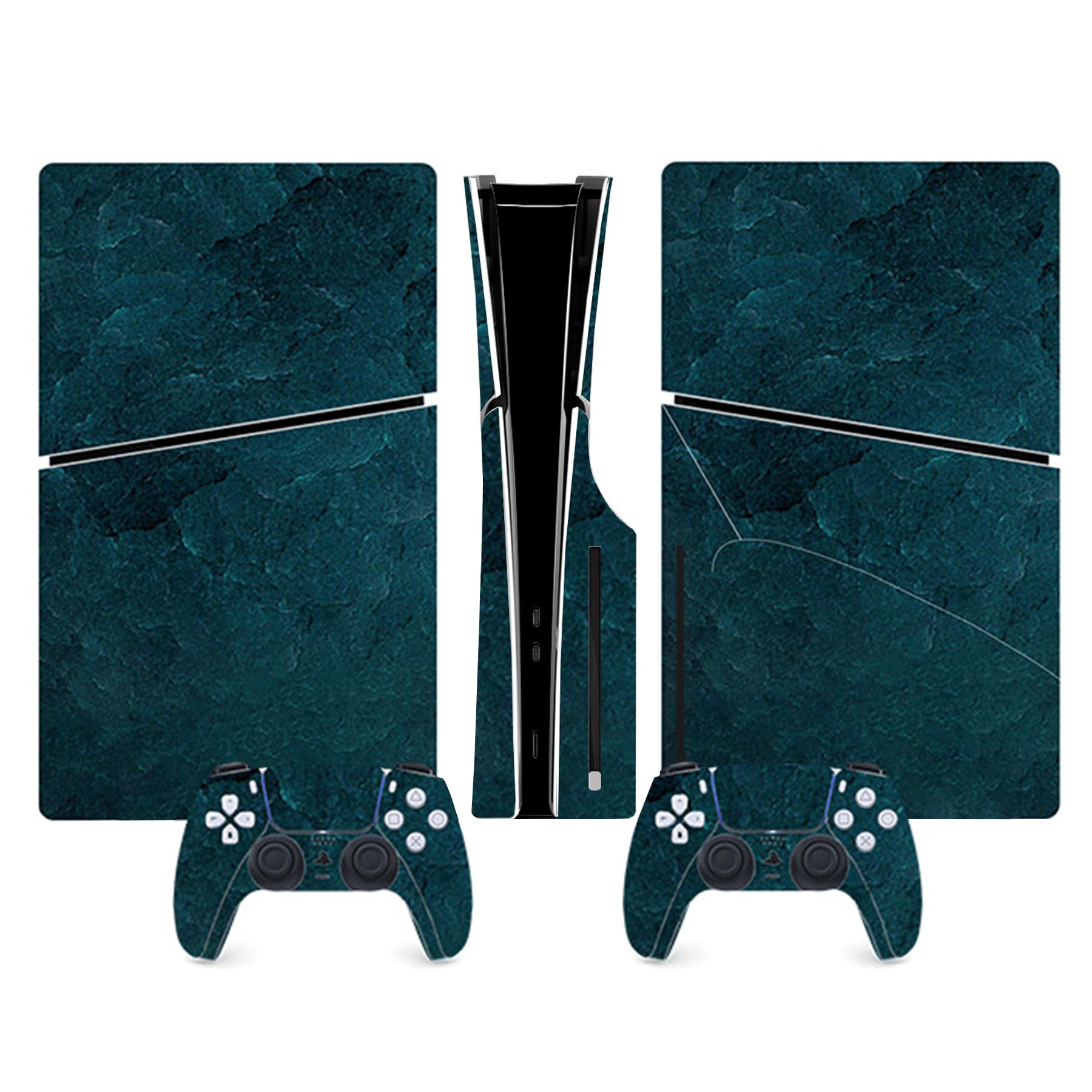 Skin Sticker Compatible with PS5 Slim Disc Console Protective Vinyl Decal Cover Wrap for Wireless Controller Green