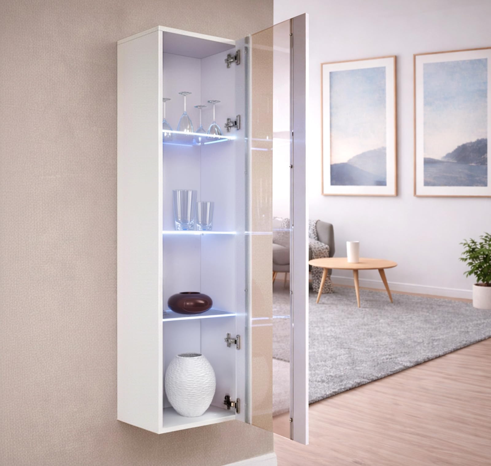Muebles bonitos – Armadietto pensile modello Capri, colore: bianco