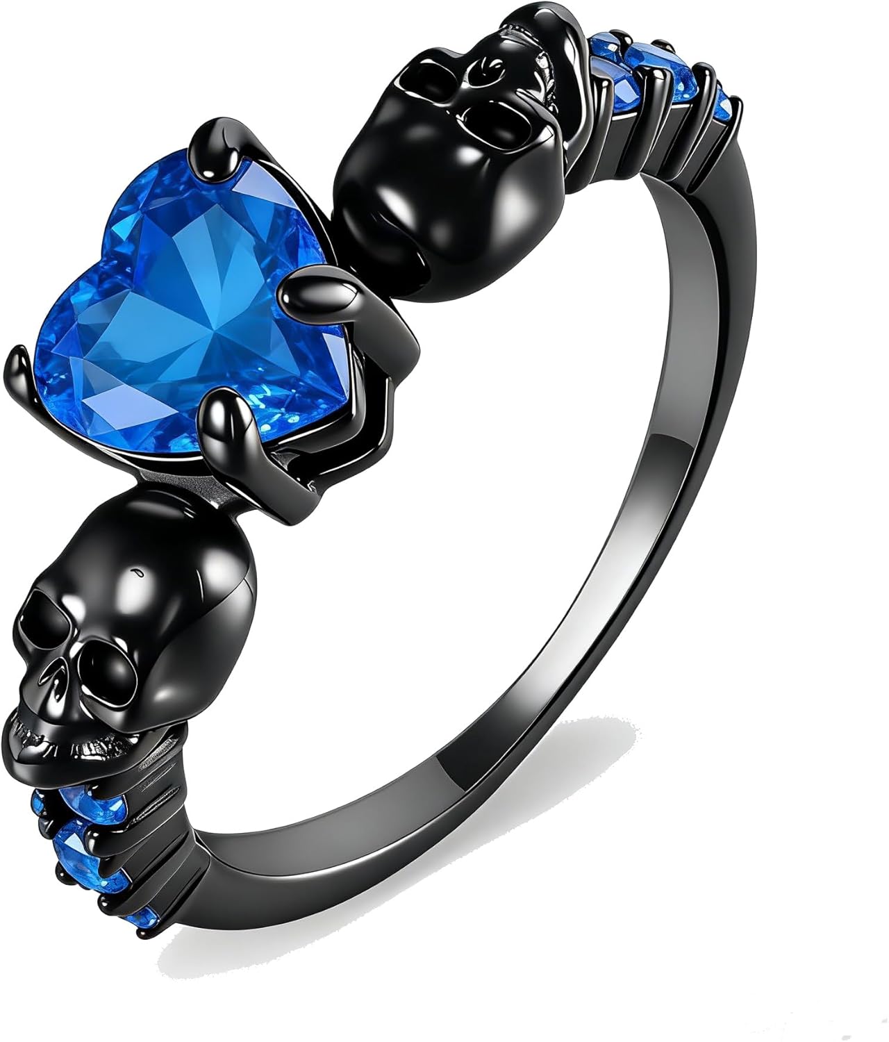 TIGER RIDER Skull Rings for Women 925 Sterling Silver Skull Black Statement Goth Rings Cool Grunge Gothic Jewelry