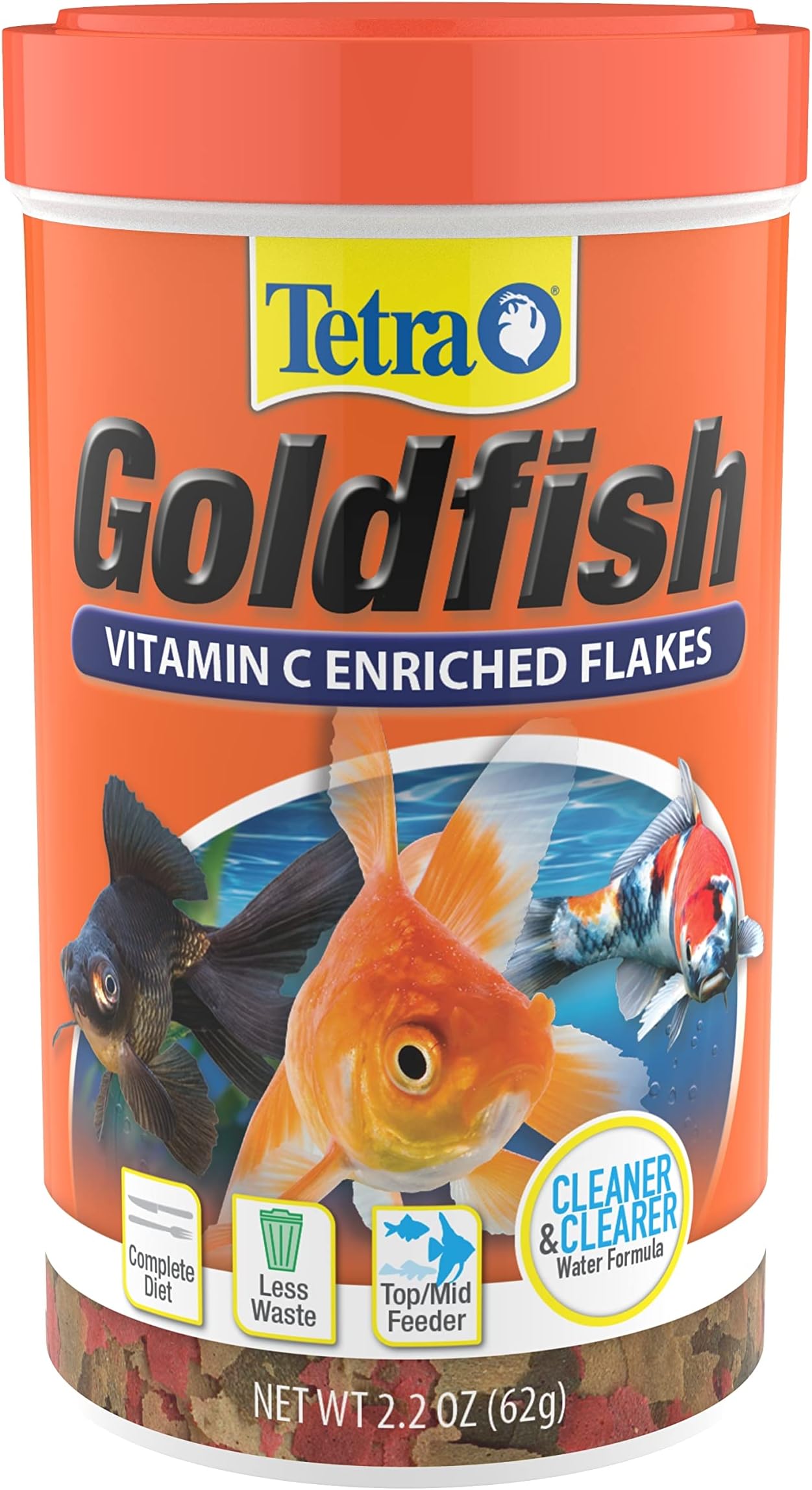 Goldfish Flakes, Nutritionally Balanced Diet For Aquarium Fish, Vitamin C Enriched Flakes, 2.2 oz