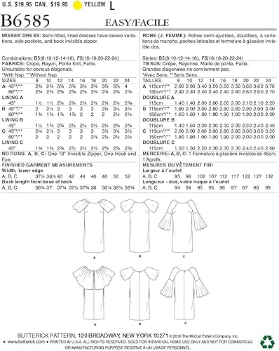 Miniatura 2 de Butterick Patterns - Patrones de costura para vestido de manga larga y corta 40 a 157in color blanco