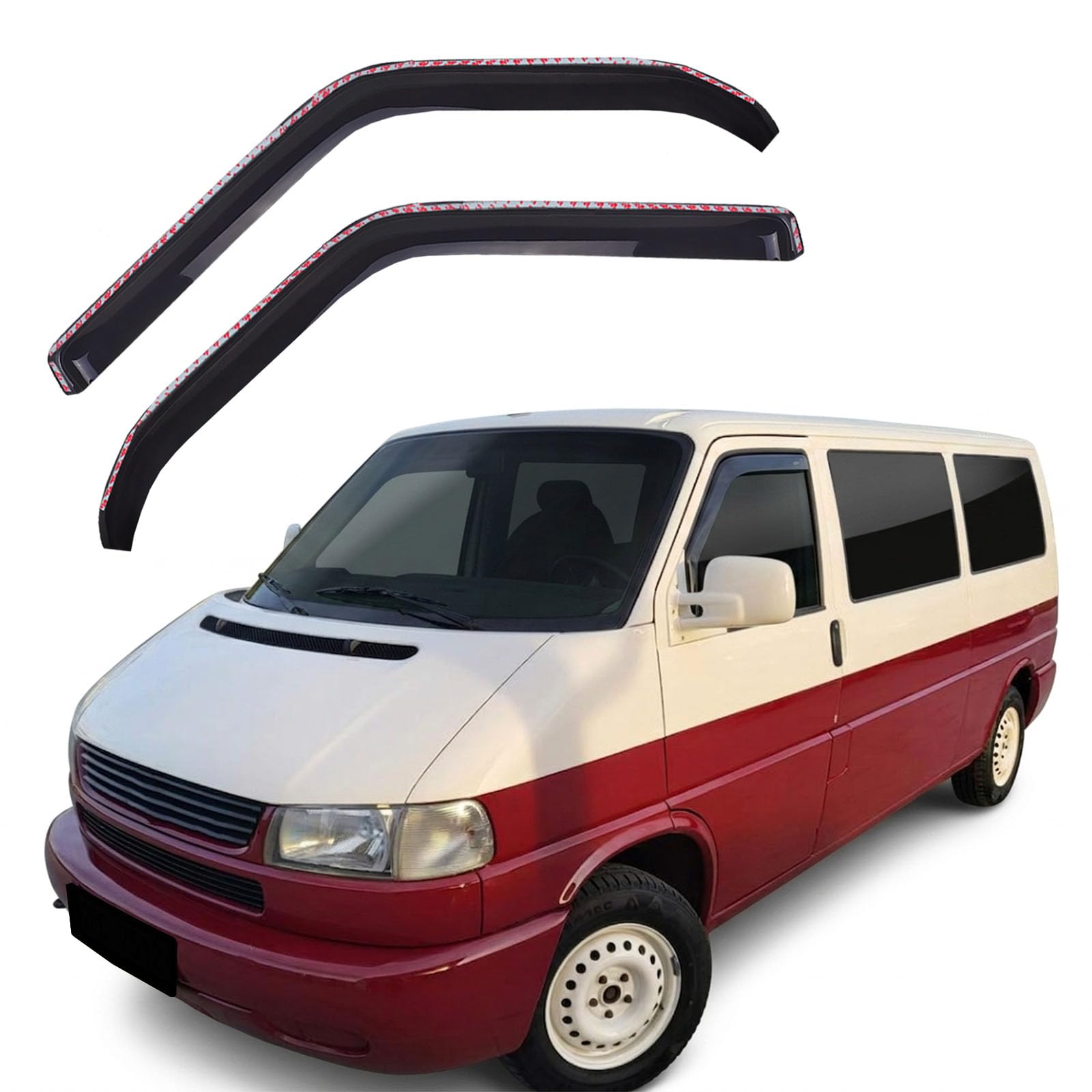 Scoutt | GP Deflectores de aire antiturbo aptos para Carawelle/Transporter/Multivan T4 1990-2003, juego de 2 unidades, negro, cortavientos, impermeables