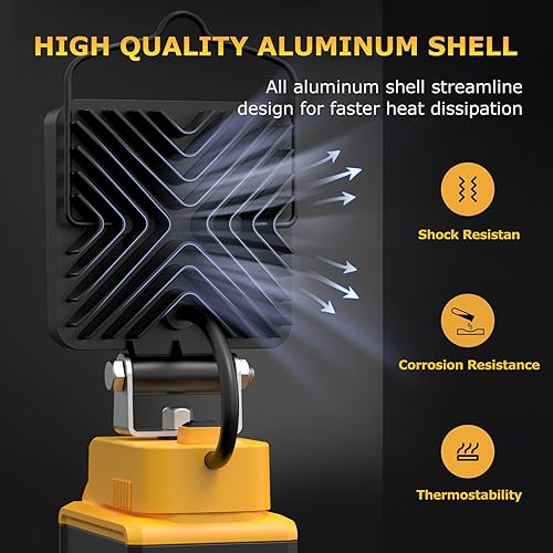 Miniatura 5 de LANKA Luz de trabajo LED para batería Dewalt de 20 V máx. - Luz de trabajo LED inalámbrica mejorada de 48 W 4800 lm con puerto de carga USB y tipo