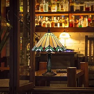 Tiffany Lamps, Stained Glass Handmade Tiffany Vintage Bedside Table Lamps for Living Room, Bedroom, and Lounge 12 inches Shade Diameter and 18 inches Stand Height