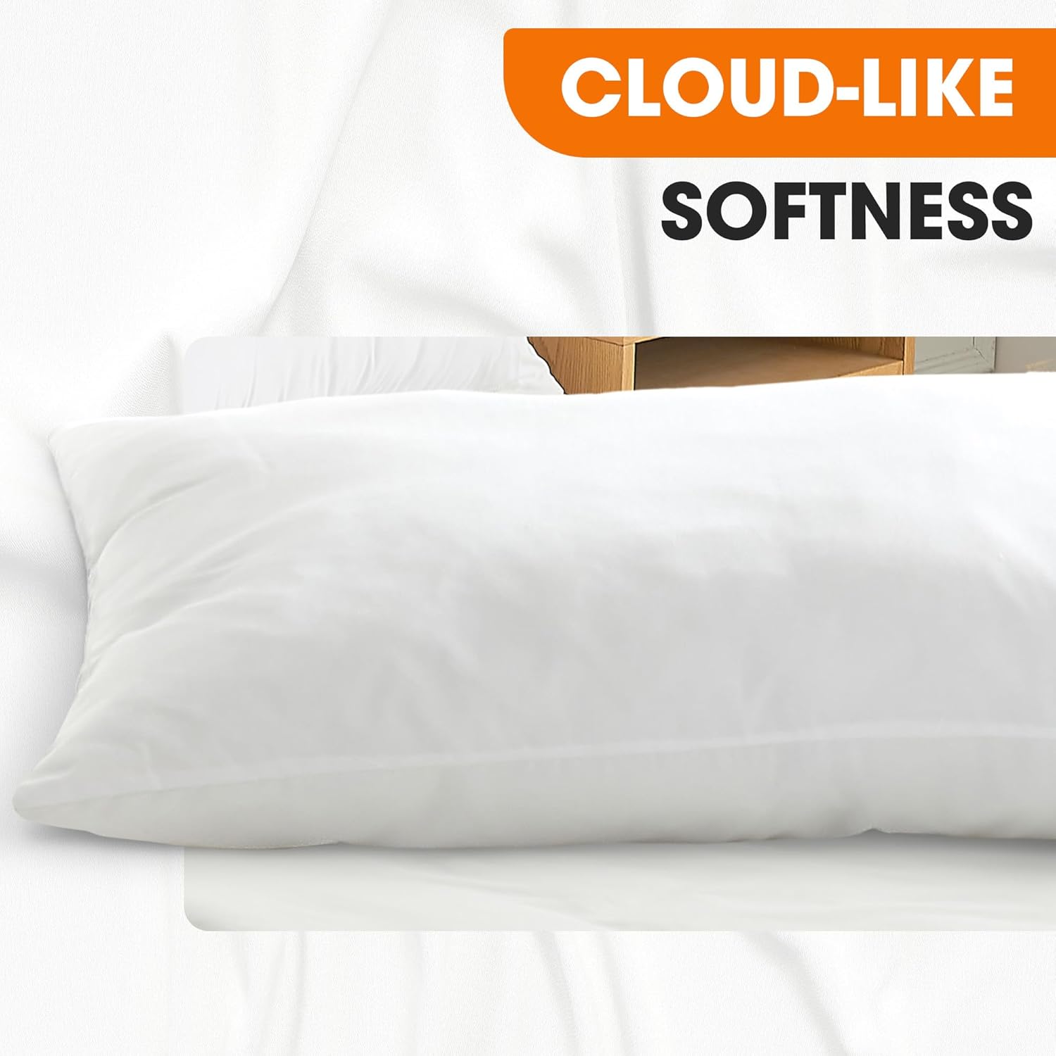 Cheer Collection Long Body Pillow - Down Alternative 20x54 Full Body Pillow with Zippered Cover - Body Pillow for Side Sleeping