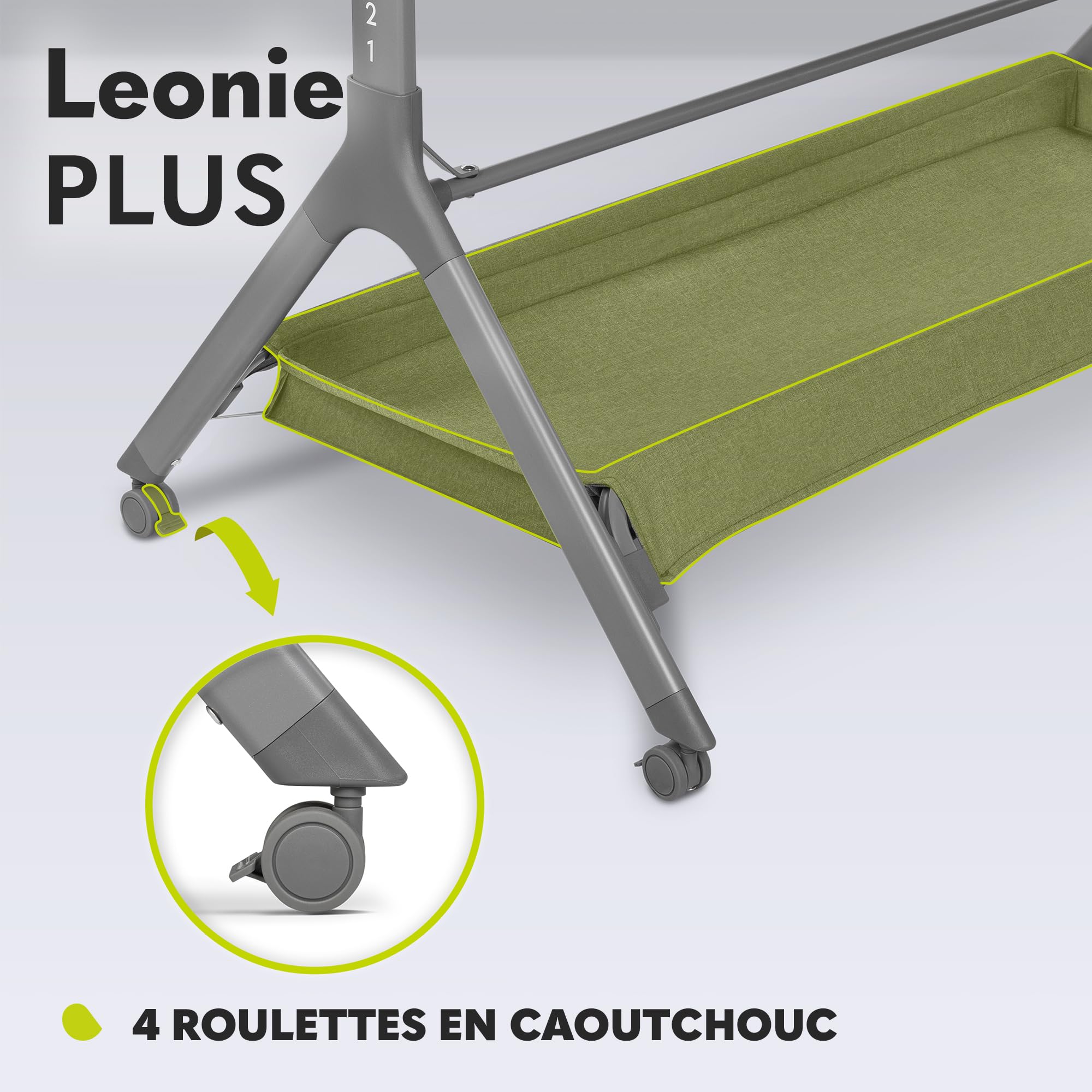 lionelo Leonie Plus Lit Bébé 3 en 1 Jusqu’à 9kg, Cododo et Berceau, Hauteur Réglable, Parois Aérées, Côté Amovible, Grand Panier