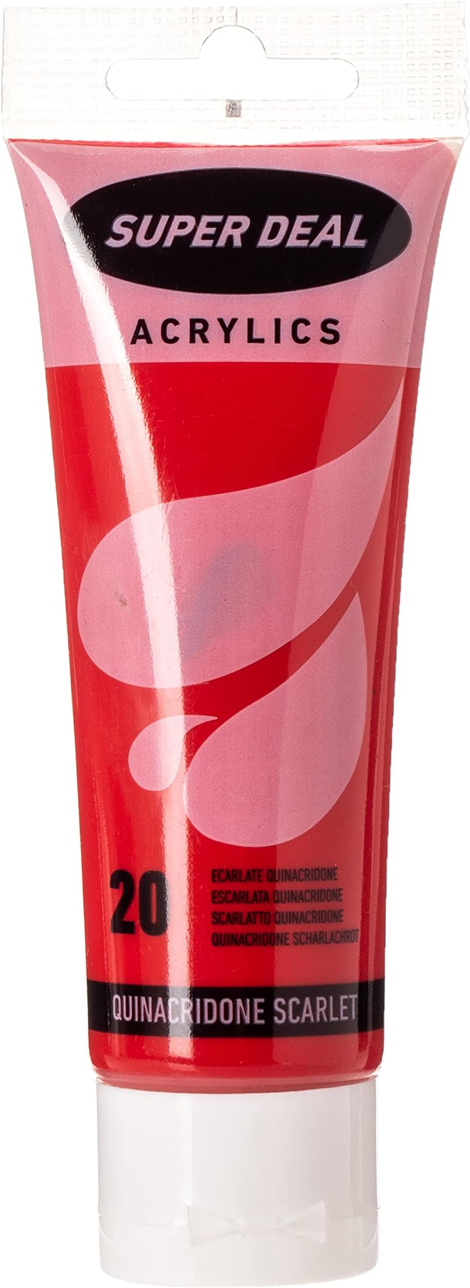 SUPER DEAL Acrylic Color Paint Tube 75ml Quinacridone Scarlet, SD 4212-20