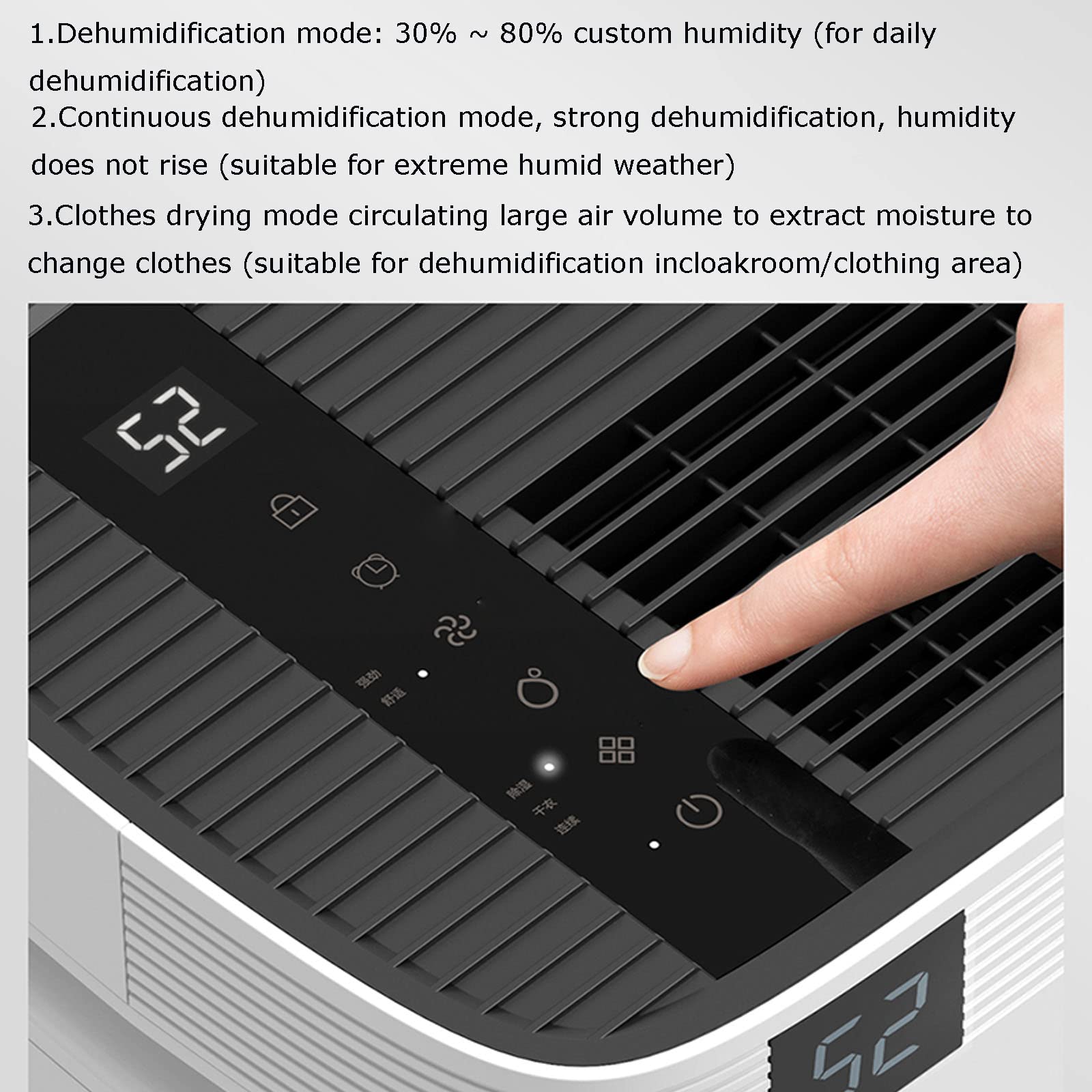 Elektrischer Luft-Smart-Luftentfeuchter 860 m²Ft 35 Pint, Badezimmer-Feuchtigkeitsabsorber Negativ-Ionen-Reiniger LED Touch