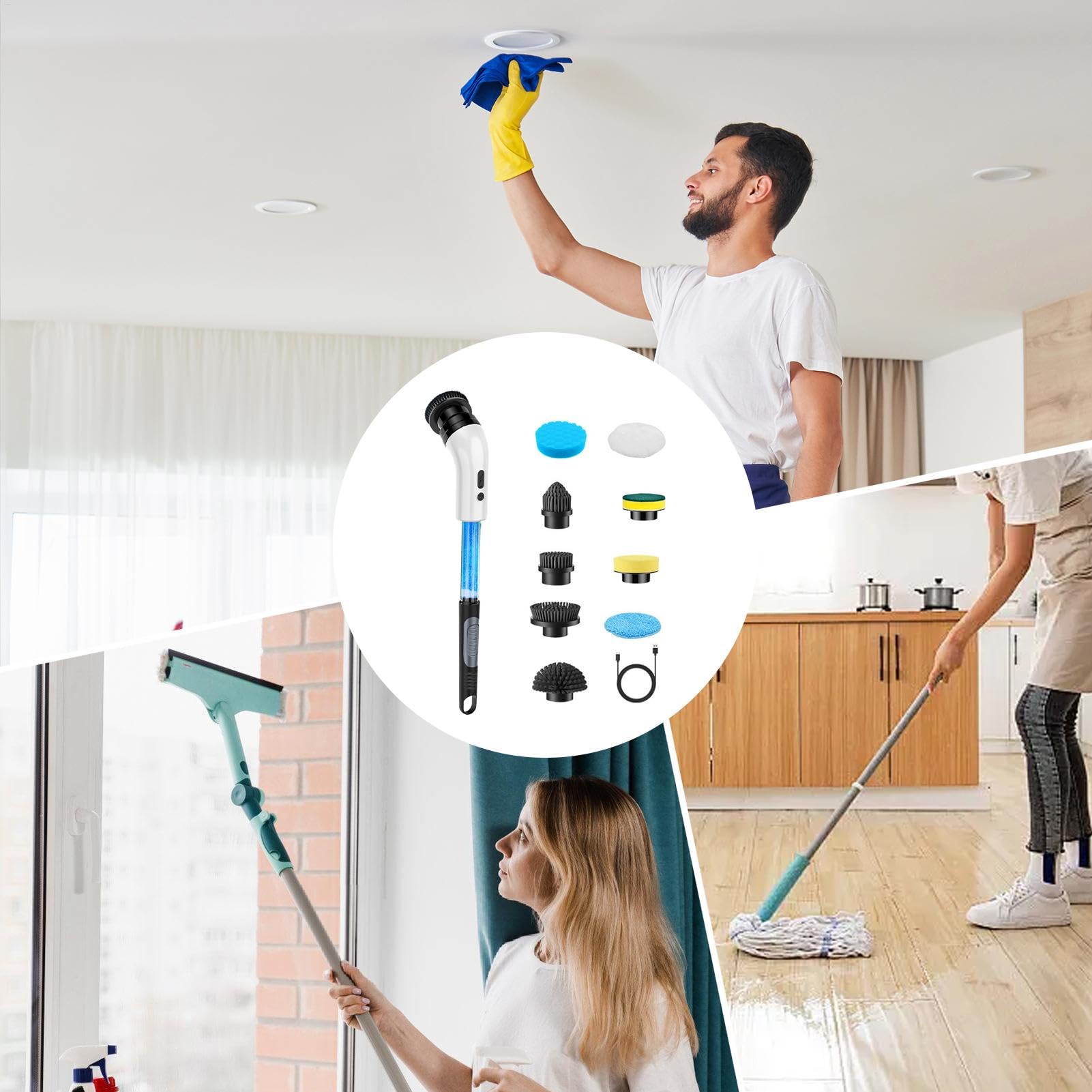 Brosse de Nettoyage de Salle de Bain | Brosse de Nettoyage électrique sans