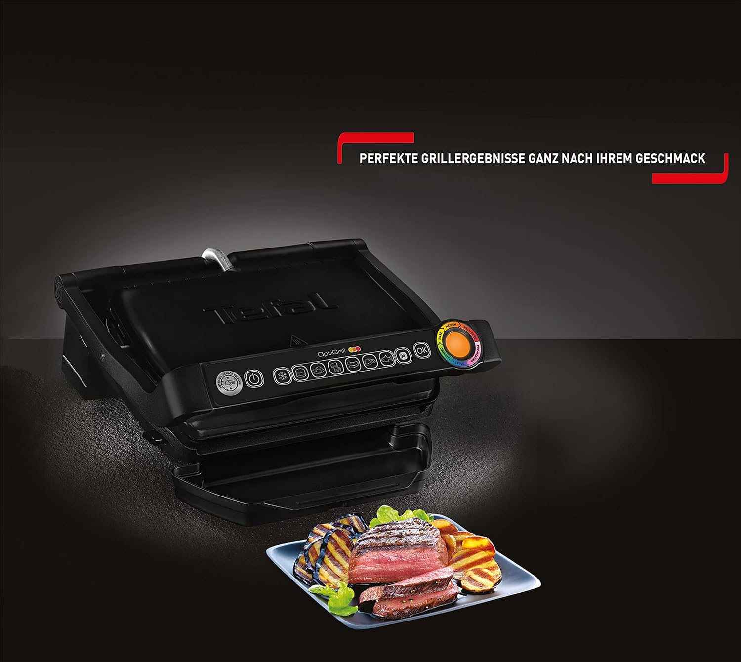 Tefal GC7058 OptiGrill - Griglia intelligente a contatto | 6 programmi automatici | adatta temperatura + ciclo di cottura al cibo | piastre antiaderenti | superficie griglia 600 cm² | nero Tefal GC7058 OptiGrill - Griglia intelligente a contatto | 6 programmi automatici | adatta temperatura + ciclo di cottura al cibo | piastre antiaderenti | superficie griglia 600 cm² | nero