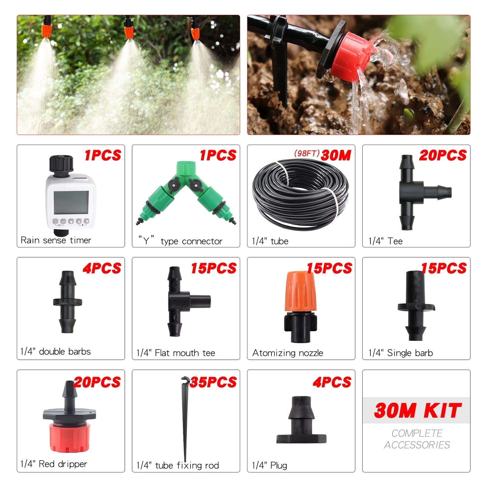 Kit di irrigazione a goccia automatica di irrigazione automatica Home Drip Drip Irrigation Kit System Sprinkler con controller intelligente for il giardino bonsai interno per Piante in Vaso da Esterno