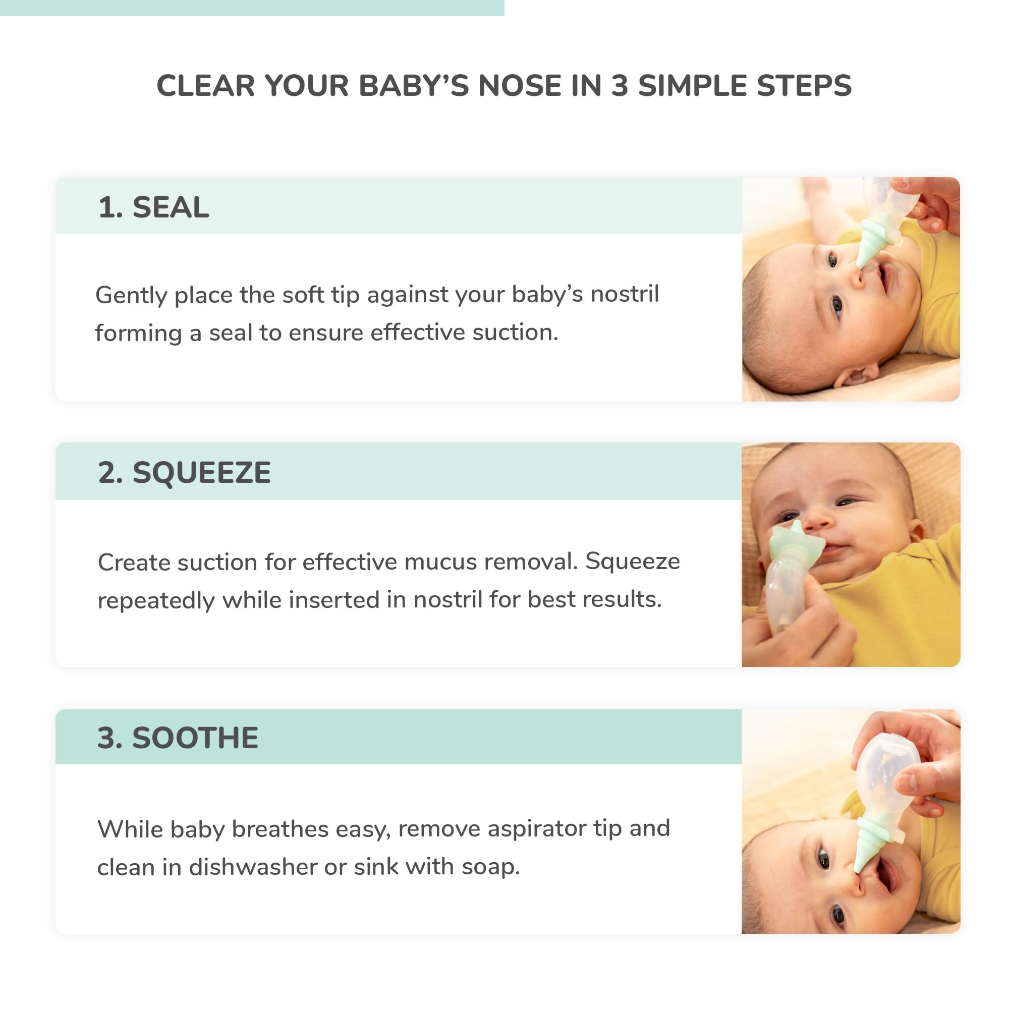 Dr. Rose's - Aspirador nasal para bebé, succión de mocos de doble succión patentada por pediatra para bebé, recogedor de mocos de bebé diseñado por pediatras, ventosa de fácil limpieza para bebé,