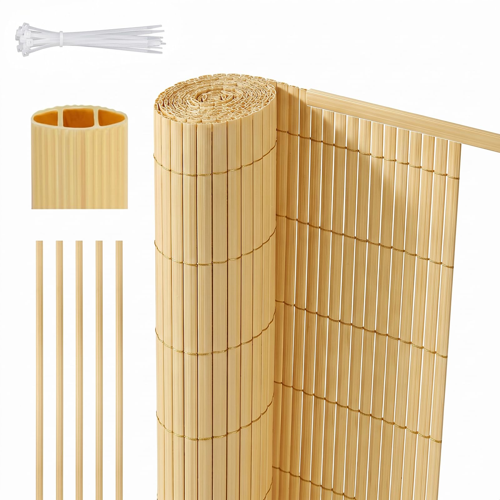 Sekey PVC Sichtschutzmatte mit Abdeckprofil & Kabelbindern