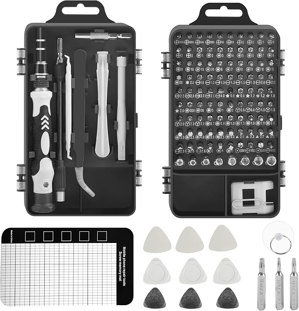 LONENESSL 122 in 1 Precision Screwdriver Set, Magnetic Small Screwdriver Set, Electronic Repair Tool Kit DIY Screwdriver Kit for Phone, PC, Laptop, Computer, Ring,Watch,with Magnetic Mat