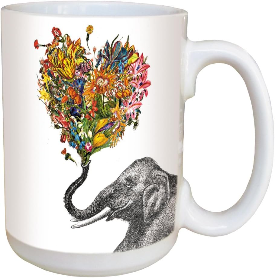 TreeFree Greetings Love Elephant 15 Ounce Ceramic Coffee