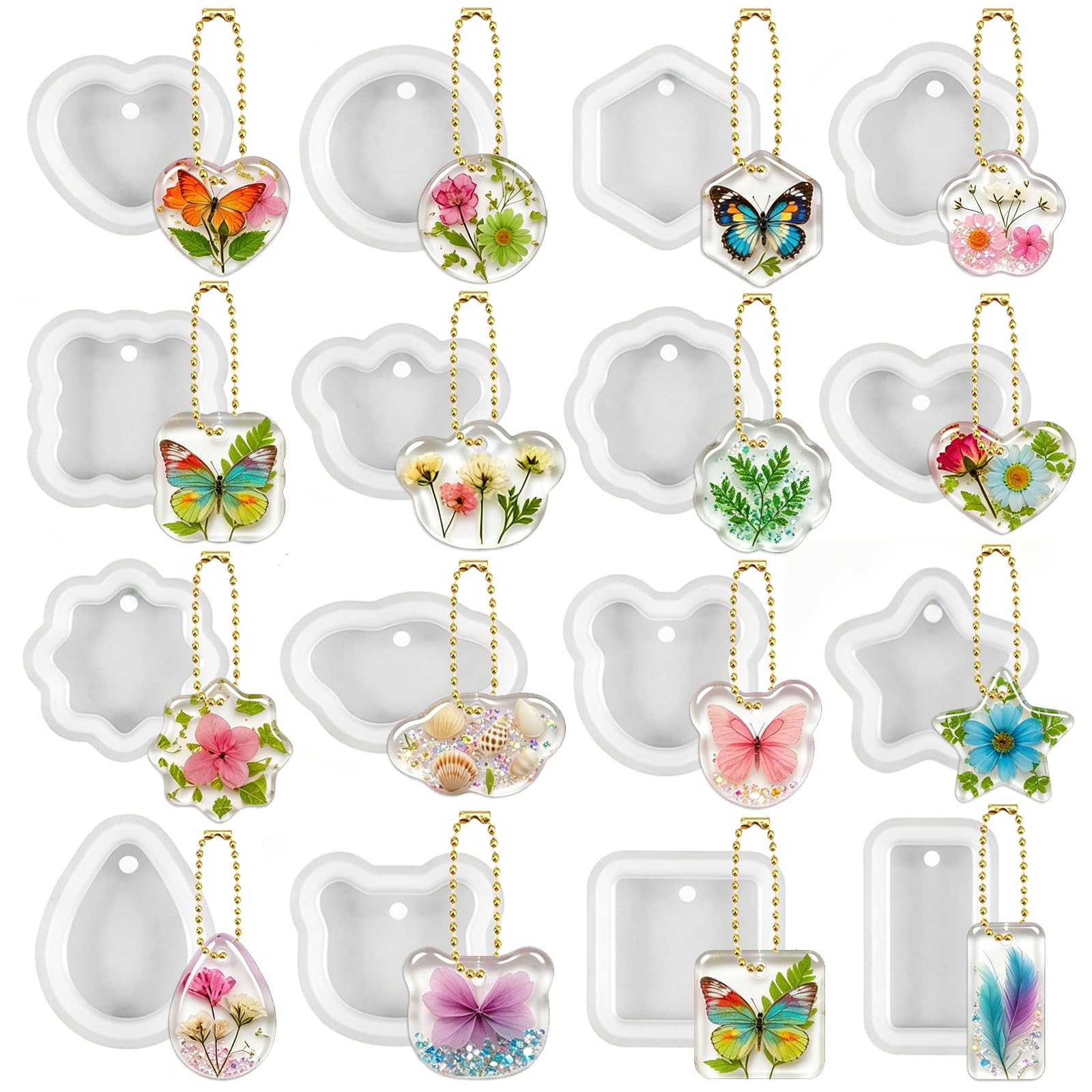 16PCS Resin Kits for Beginners with Molds Epoxy Resin Moulds Silicone