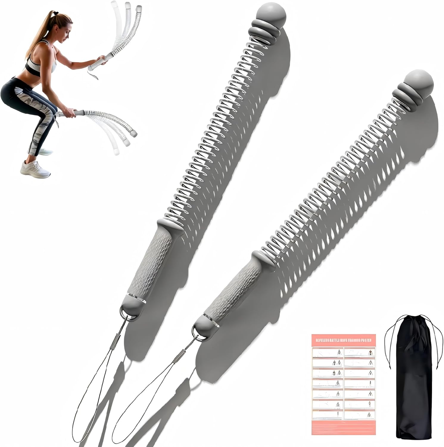 Adjustable Weighted Ropeless Battle Ropes Trainer, 2026 Upgraded Z-Rope Portable Cordless Battle Ropes for Home & Gym, Full Body Shaping & Multifunctional Strength Training Equipment