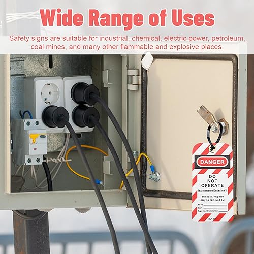 Miniatura 6 de 30 etiquetas de bloqueo de etiquetado, etiquetas de bloqueo, peligro regrabable no operar, advertencia de seguridad reutilizables para química de la
