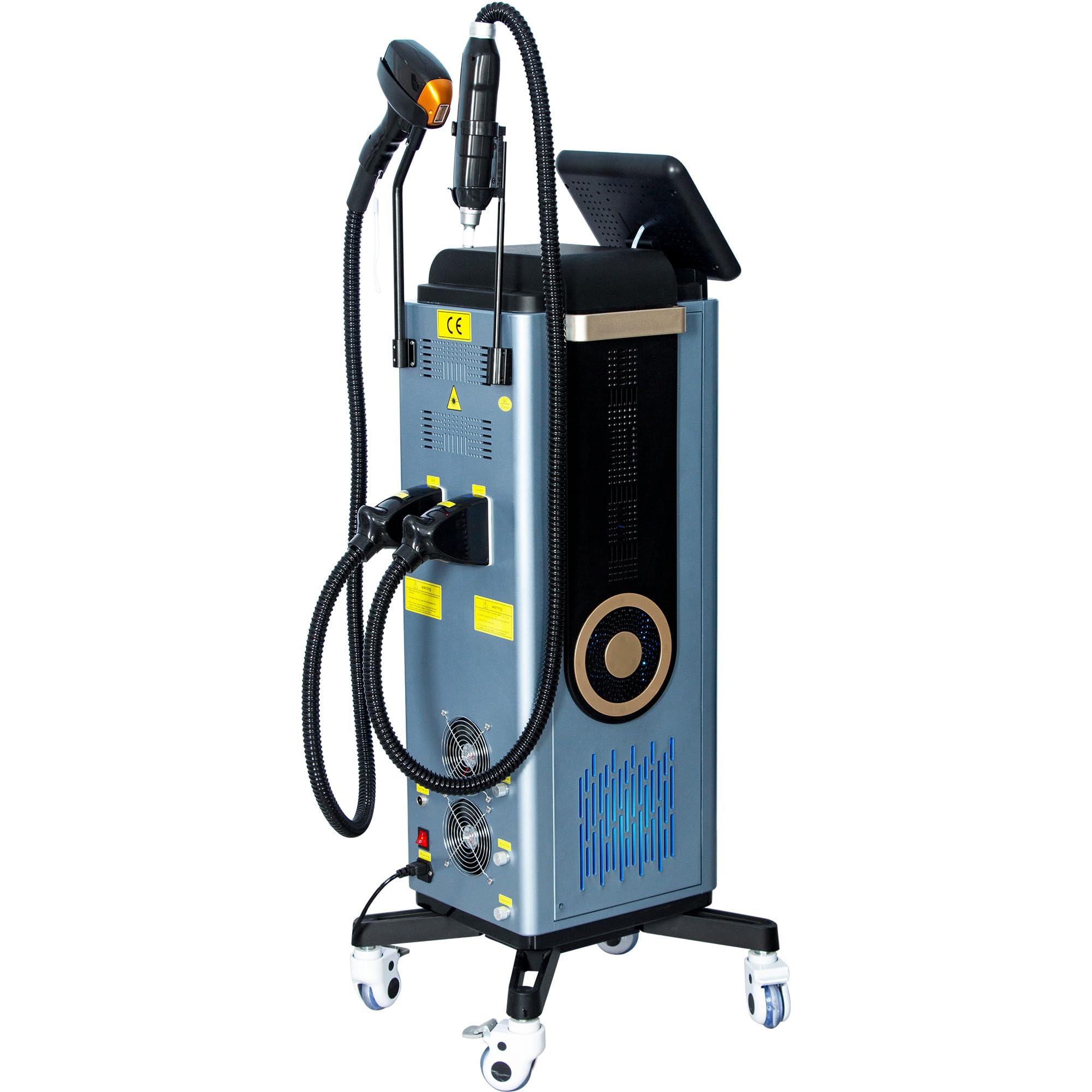 Dispositivo Epilatore Laser Verticale 2 in 1 Diodo FAC + Picosecondo, 4 Lunghezze d’Onda Raffreddamento Zaffiro, Schermo Touch, Base Rotante per Centri Estetici Professionali