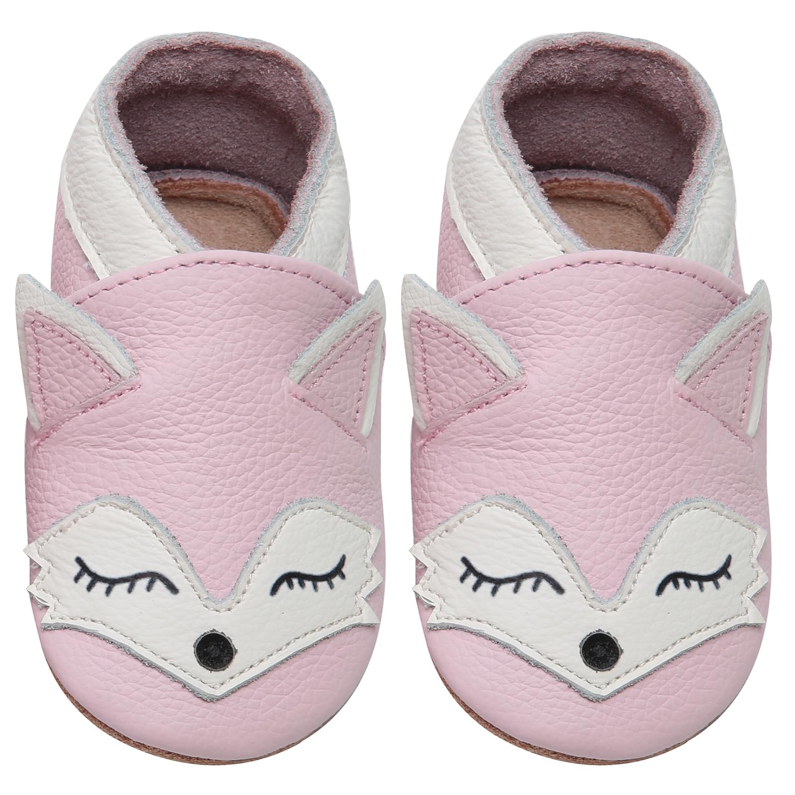 IceUnicorn Krabbelschuhe Baby Lauflernschuhe Jungen Weiche Leder Babyschuhe Kleinkind Lederschuhe mädchen Babyhausschuhe(DRose Fuchs,18-24)