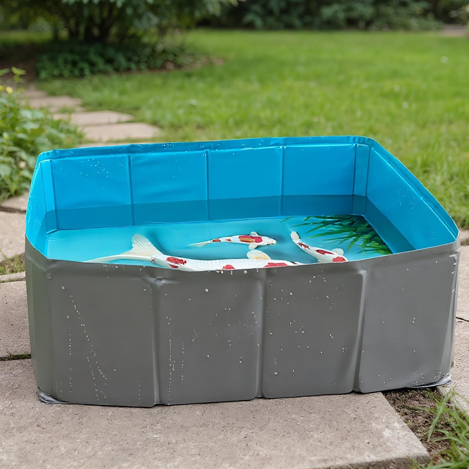 Piscina Para Mascotas Piscina de Vadeo Plegable de PVC Cuadrada para Perros | Bañera Portátil para Mascotas Cachorros para Casa Jardín Exterior Césped Camping Patio