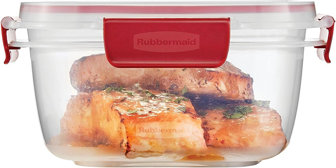 Rubbermaid Easy Find Lids 14-Cup Food Storage Container, Clear with Red Tabs