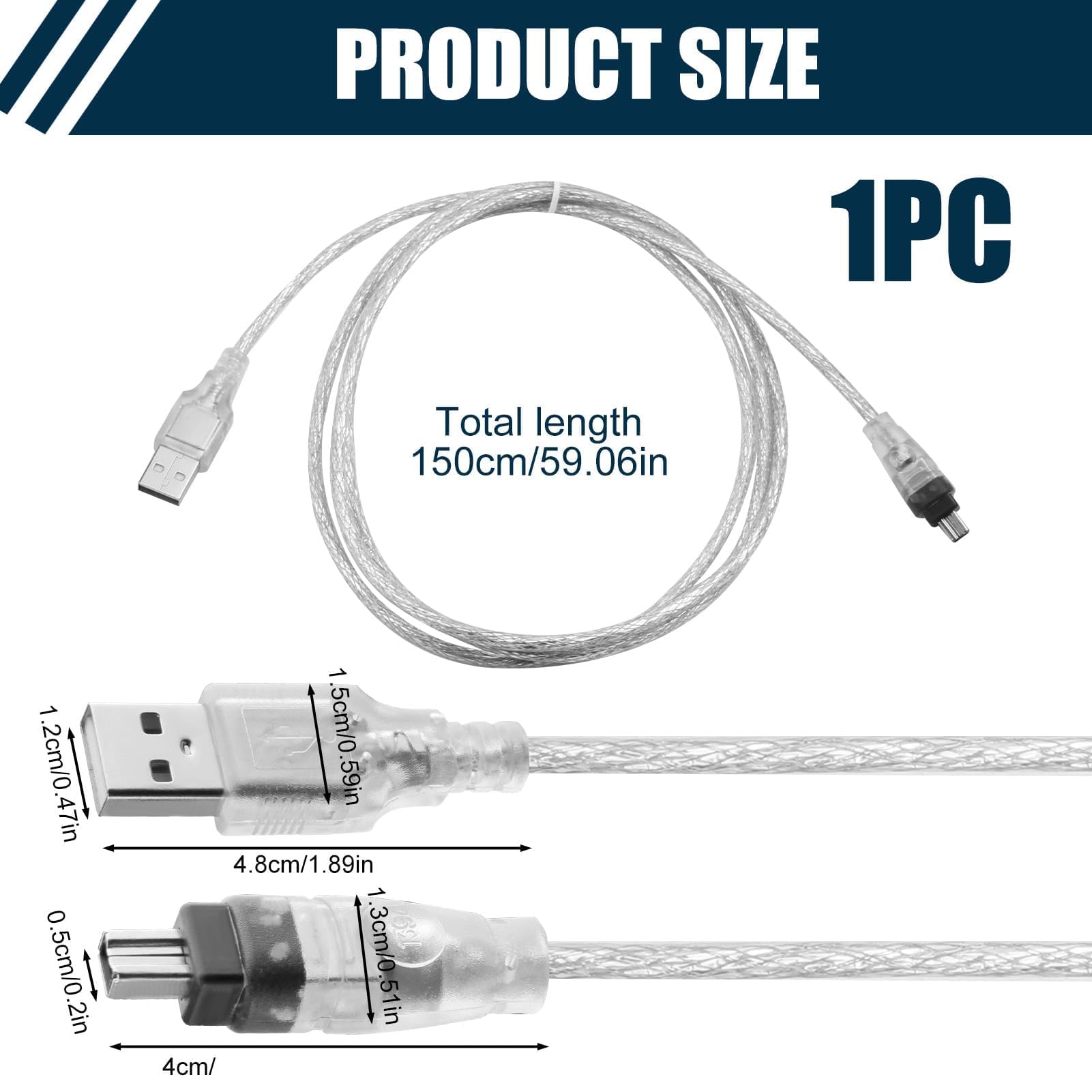 Cavo da Firewire IEEE 1394 a USB, Cavo Adattatore USB a Firewire IEEE 1394 per Sony DCR-TRV75E DV, Ca vo Firewire Mini dv Usb, Cable USB 2.0 a IE EE 1394 4 pin iLink 1.5 m
