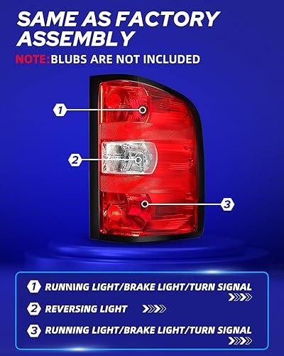 Miniatura 4 de AUTOONE - Para Chevy Silverado 2007-2013 ensamblaje de luces traseras OEM de fábrica compatibles con Chevy Silverado 15002500HD  3500HD, GMC Sierra