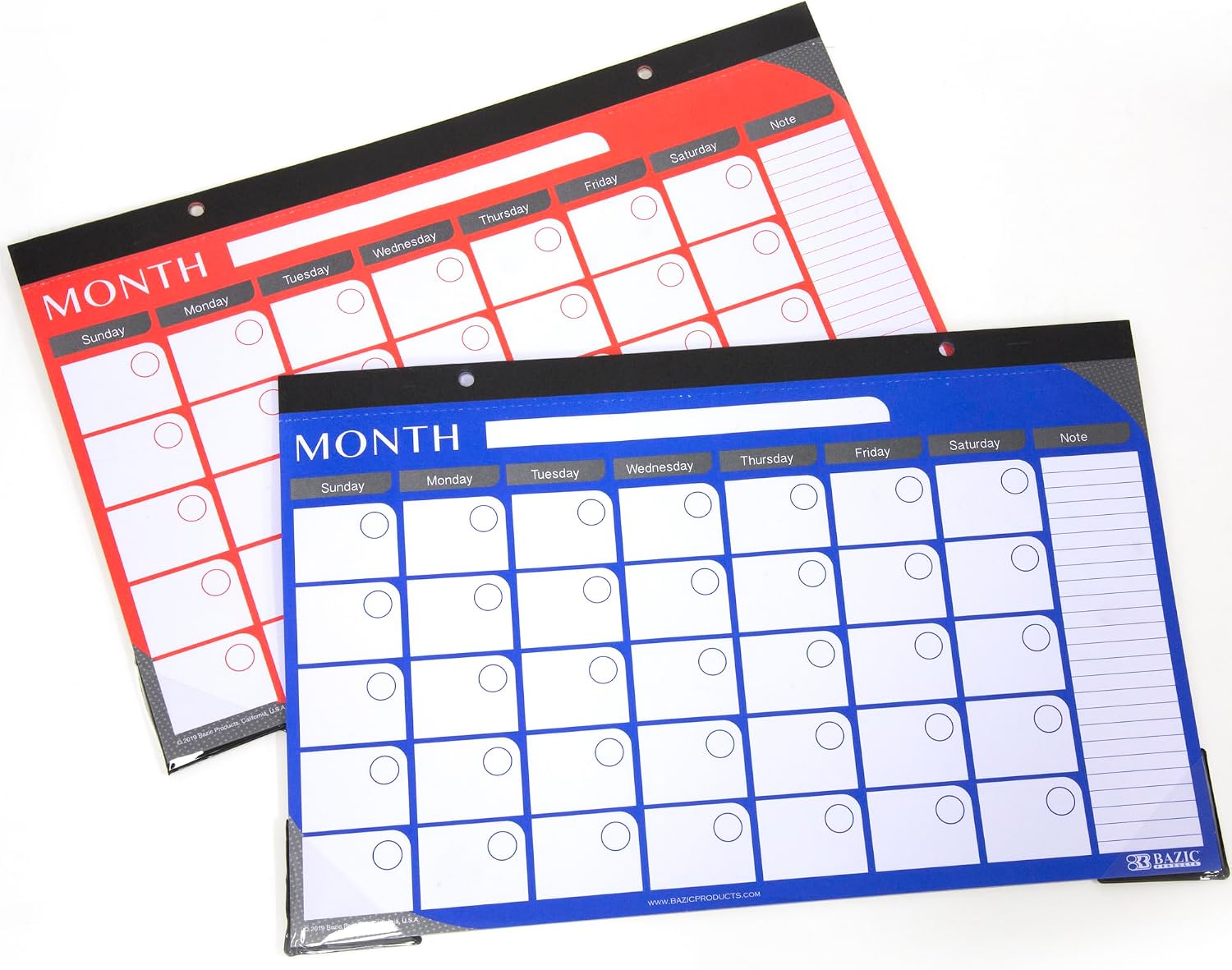 BAZIC Products Undated Desk Pad Calendar, 12 Months, 11" x 17", 2-Pack