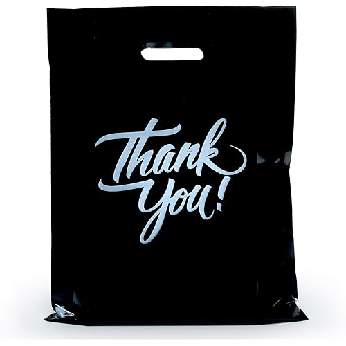 Infinite Pack Thank You Merchandise Bags, Die Cut Handles, Retail Shopping Bags for Boutique - Choose Color & Size