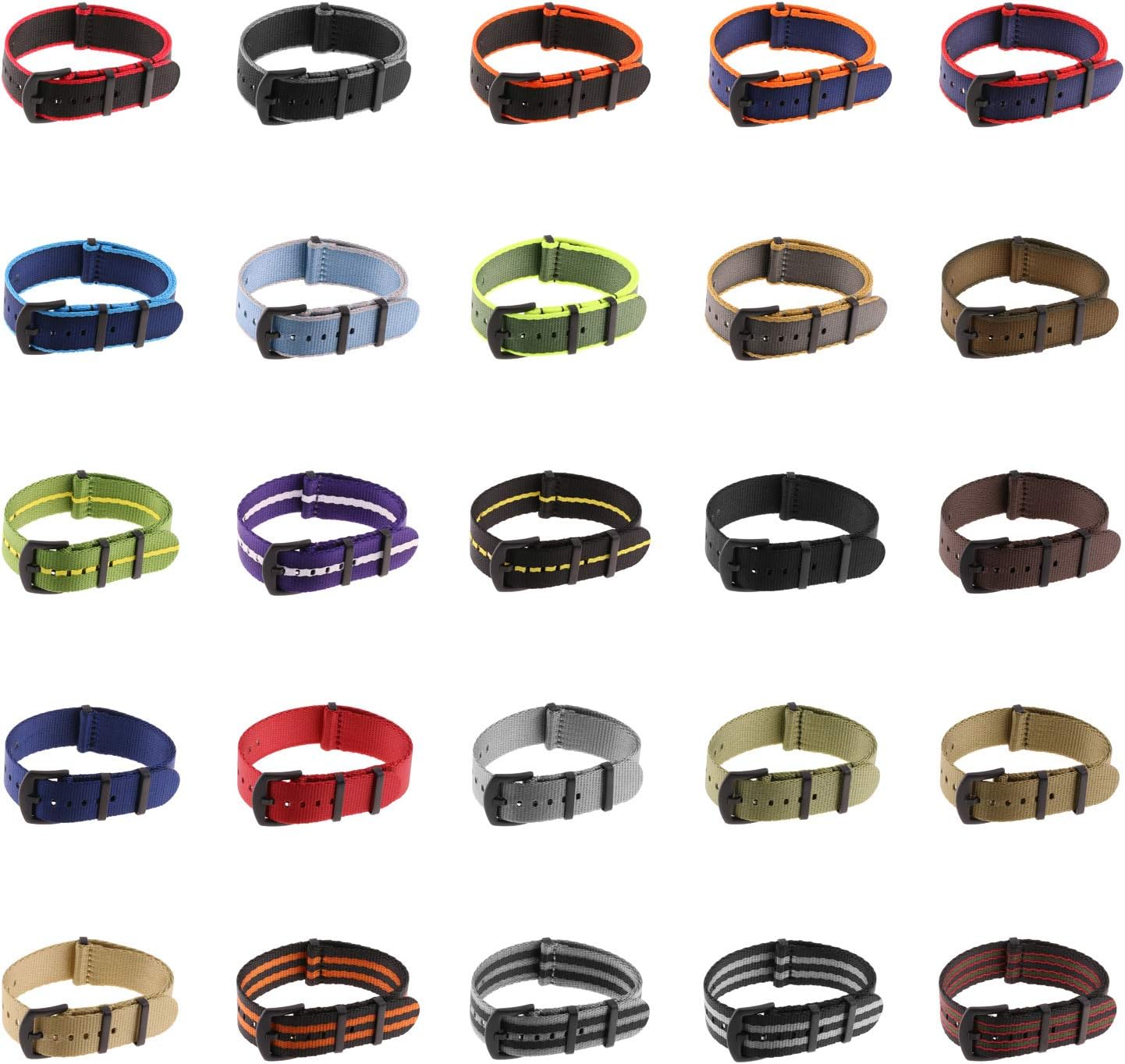 StrapsCo Premium Nylon Seat Belt Wrap Around Watch Band Strap - Choose Your Color - 18mm 20mm 22mm 24mm