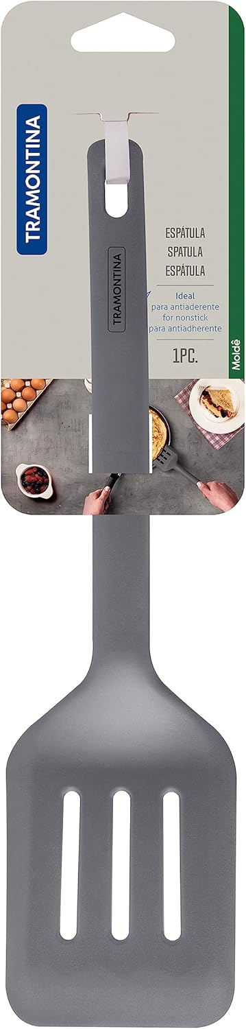 Tramontina 25810/160 TRAMONTINA 25810/160 Perforated Turner Molde 11.8 inches (30 cm) Gray Silicone Turner Heat Resistant Dishwasher Safe Made in Brazil