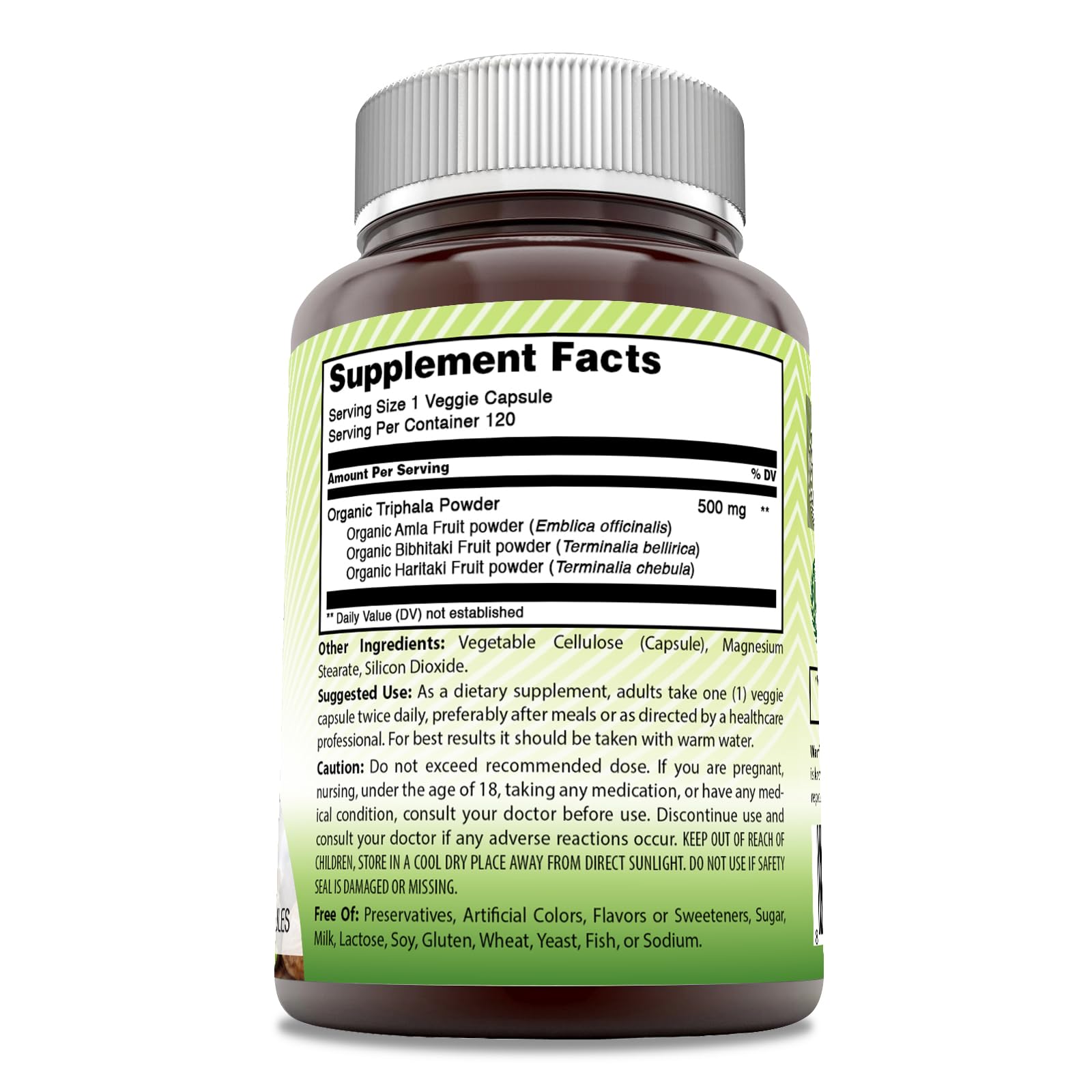 Amazing India Natural Triphala Supplement | 500 Mg per Serving | 120 Veggie Capsules | Gluten-Free | Made in USA — Amazon image 2