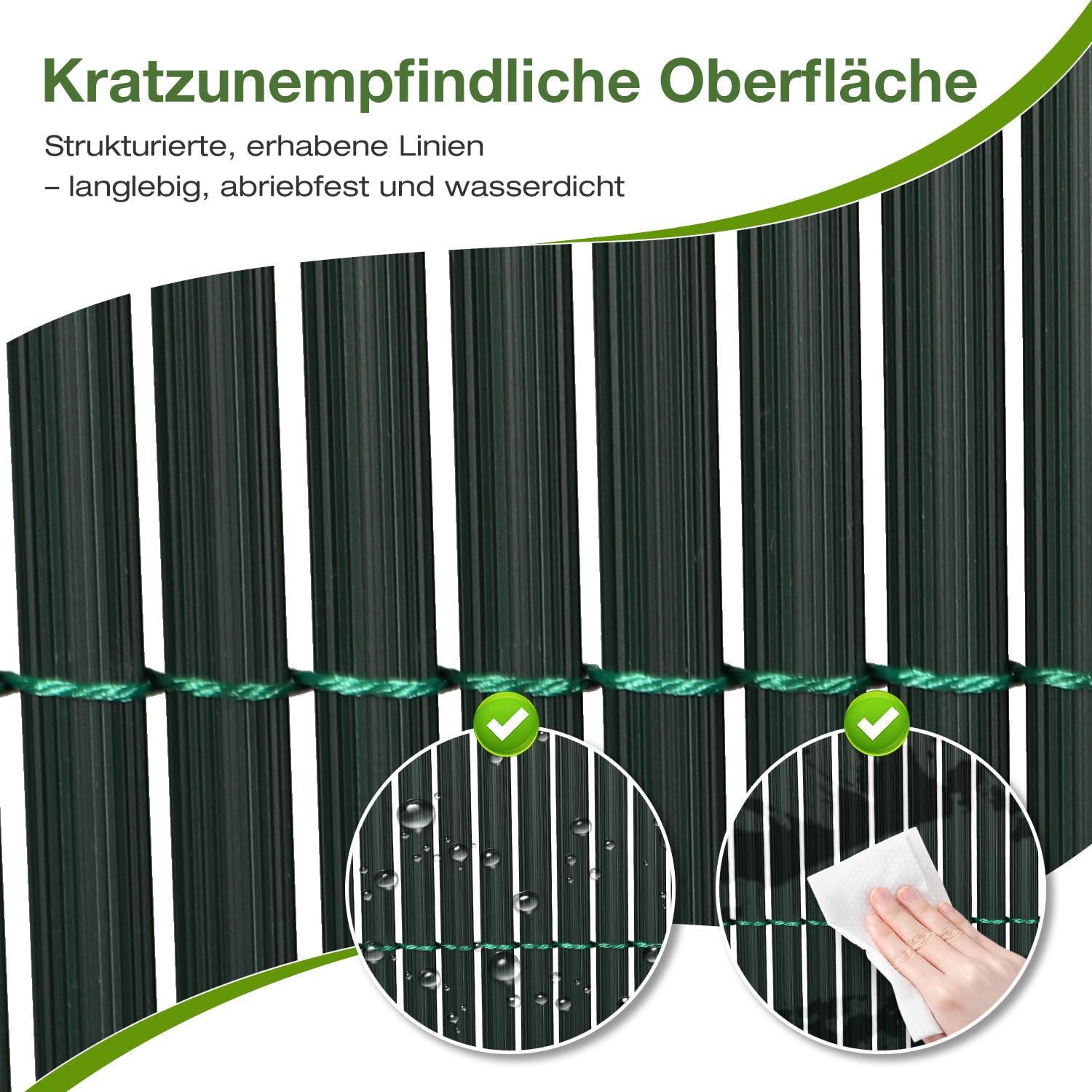 Mata maskująca z PCW, 100 x 400 cm, ogrodzenie prywatności, odporna na warunki atmosferyczne, do ogrodu, na taras, balkon, z opaskami zaciskowymi, ochrona przed spojrzeniami, z żeberkiem