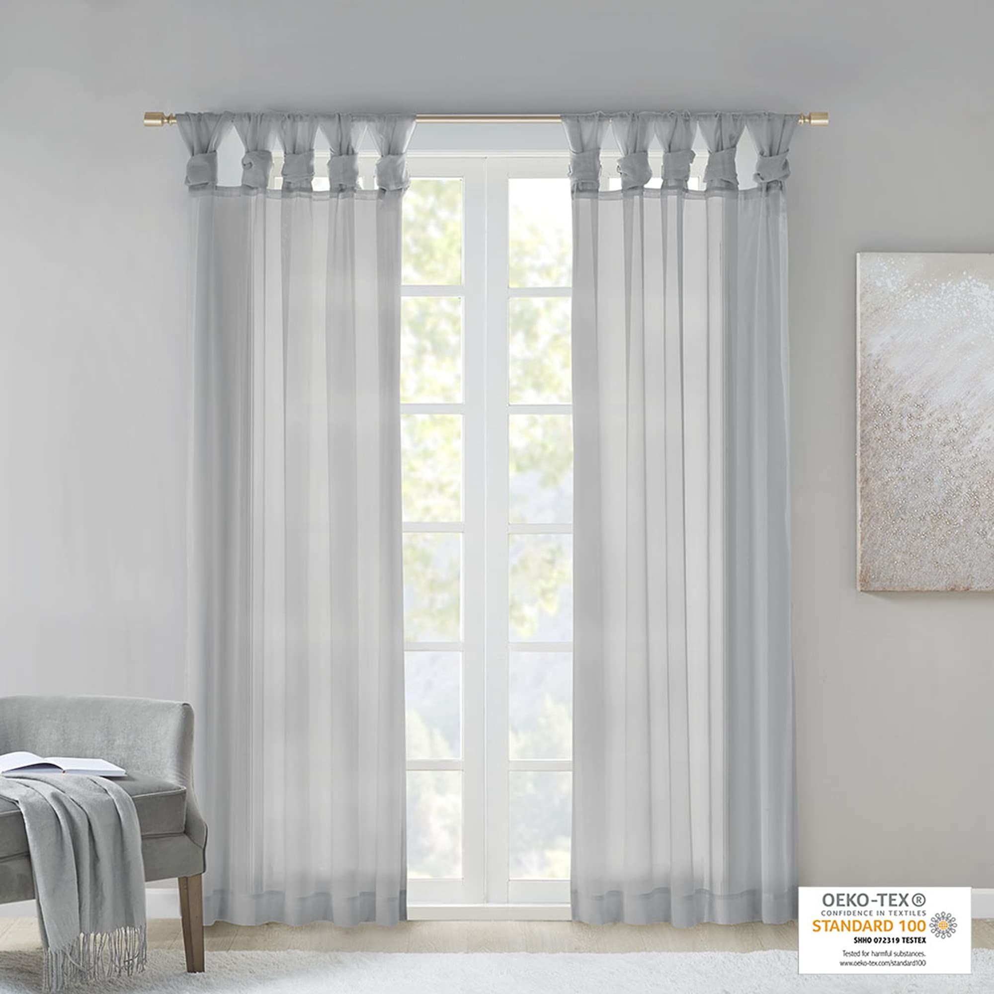 Madison Park Ceres DIY Twisted Tab Sheer Curtain, Pair Panels, Lightweight Window Treatment, Voile Privacy - Image 2