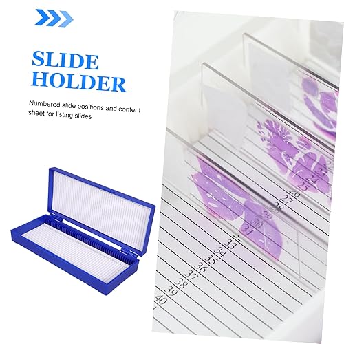 Miniatura 7 de ULTECHNOVO Caja de diapositivas para microscopio, 2 soportes deslizantes con ranuras numeradas, para portaobjetos de microscopio preparados para