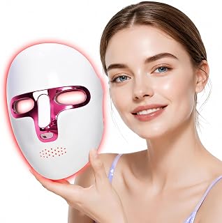 7 Colors Red Light Therapy for Face, LED Facial Mask, Rechargeable | Cordless Red Light Mask, 7 Colors LED Modes, USB-C Portable, Ergonomic Lightweight Design, Home & Travel Skincare