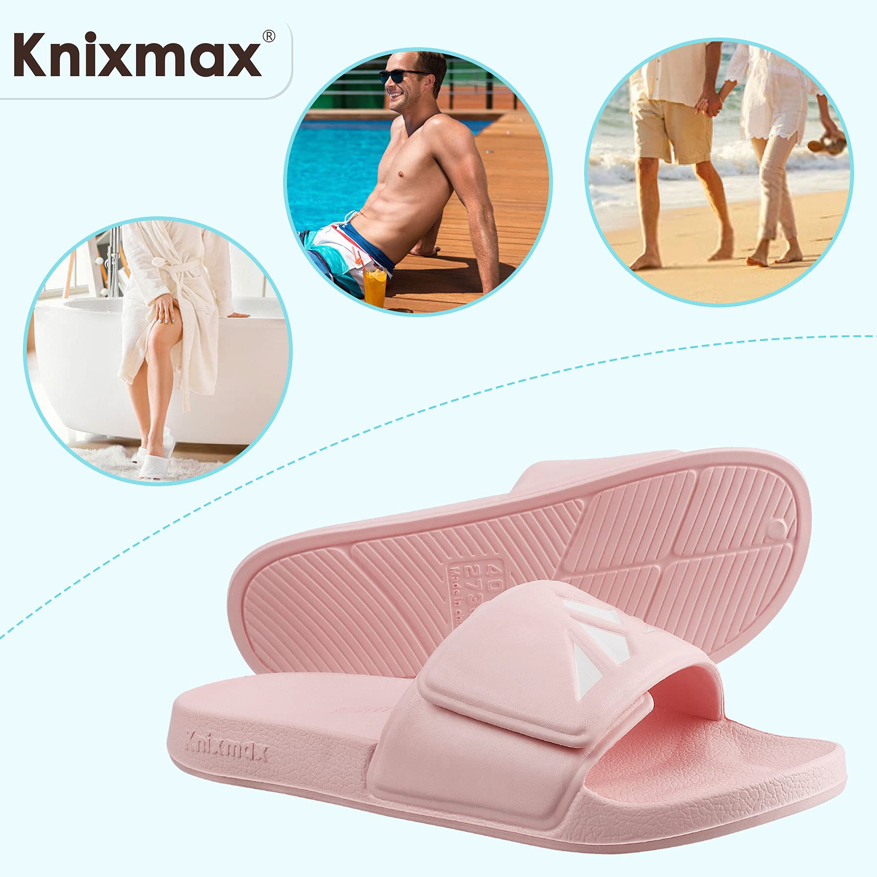 Knixmax Scarpe da Spiaggia e Piscina Uomo Donna Ciabatte da Doccia Pantofole da Bagno Pantofole da Interno E da Esterno Sandal Unisex-Adulto