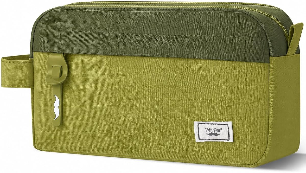 Mr. Pen - Estuche para lápices de alta capacidad, estuche grande con 3 compartimentos y 2 bolsillos, estuche grande con cremallera suave, lindo estuche organizador, suministros escolares para adolescentes