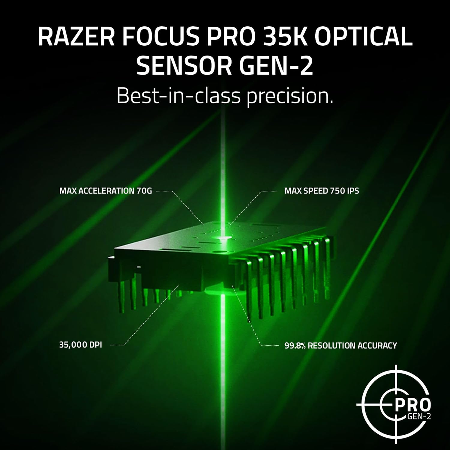 Diagram of Razer Focus Pro 35K Optical Sensor Gen-2 features
