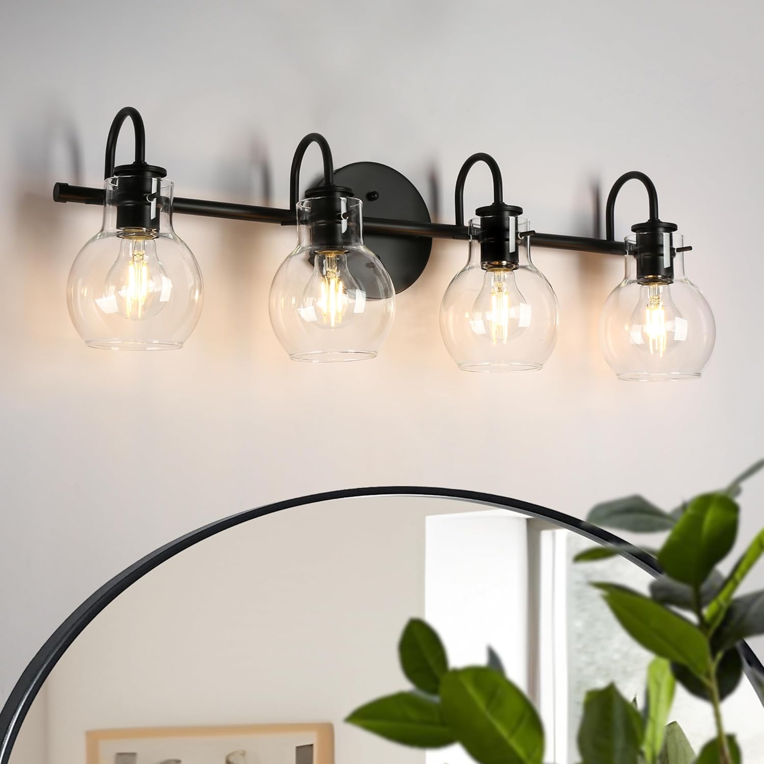 KSANA Black Bathroom Light Fixtures, 4-Light Modern Farmhouse Black ...