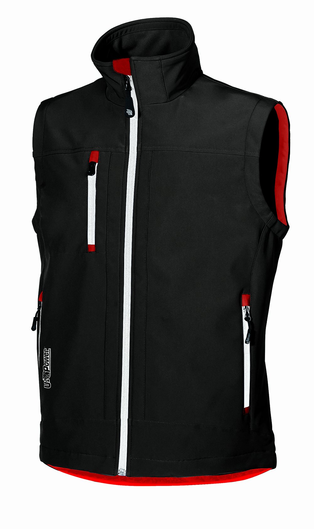 U-POWER | Gilet da Lavoro CLIMB, in Tessuto Soft Shell Stretch Traspirante Antivento e Idrorepellente, tasche frontali e portacellulare, fondo sagomato, 96% Poliestere 4% Elastane