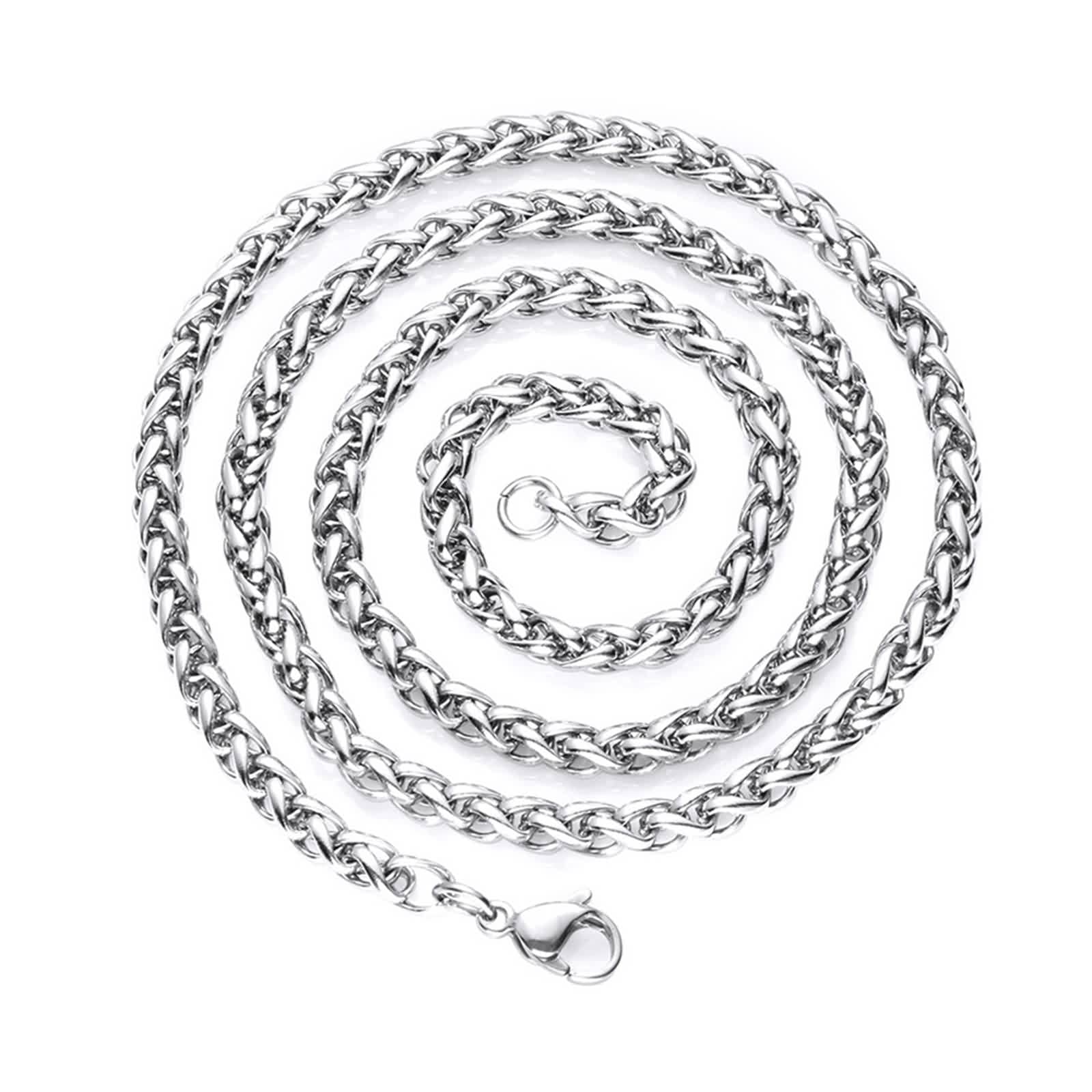 Collar Hombre Festival, Collar de Acero Inoxidable Trigo Cadena Joyeria Mujer Regalo Cumpleaños